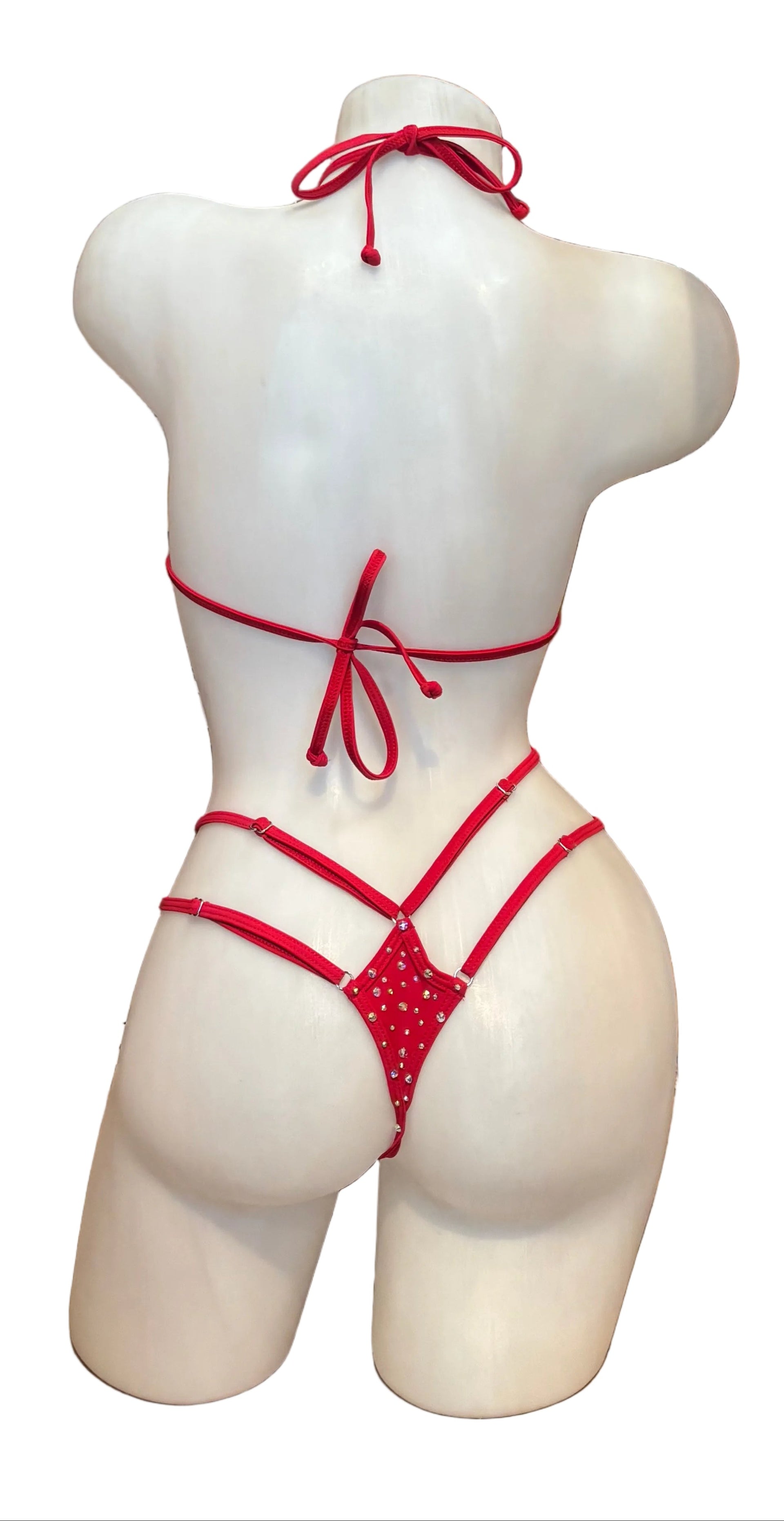 Crystal Diamond Cut Bikini Set Red - Model Express Vancouver