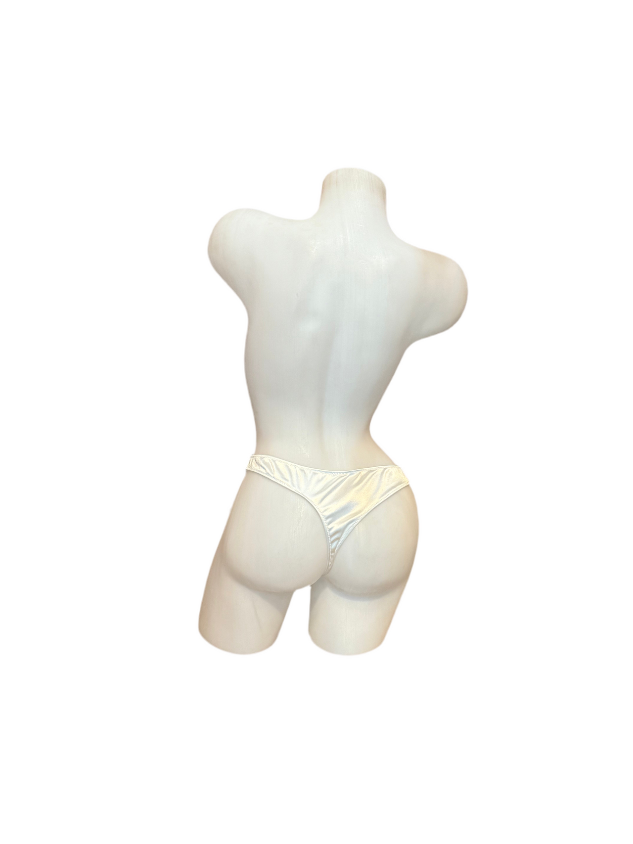 Glossy T-Back Thong No Clip - White