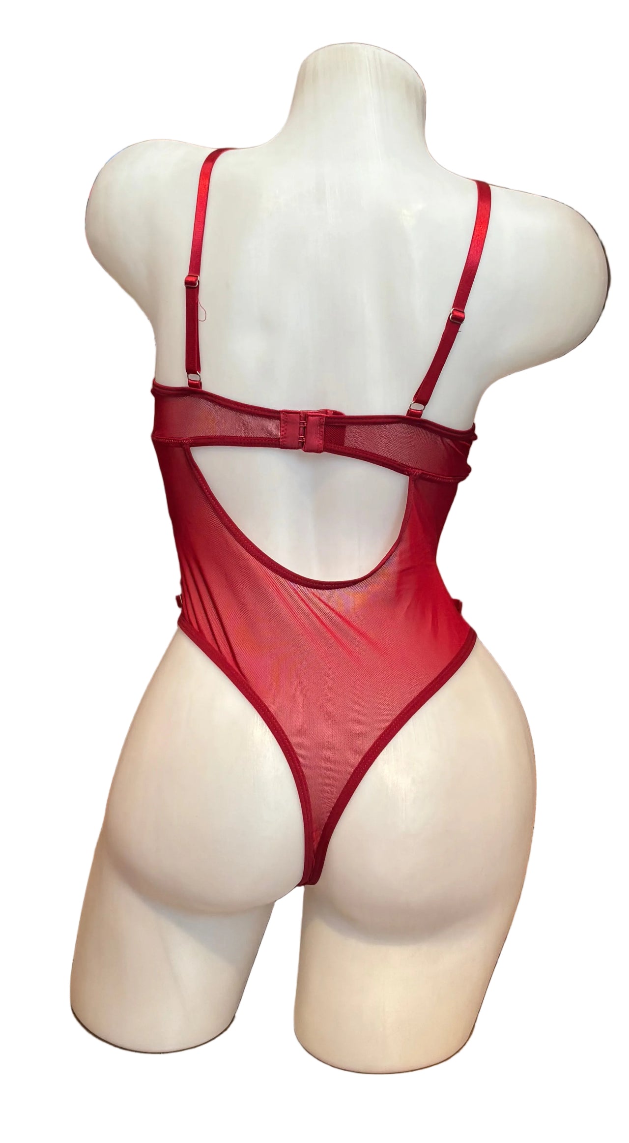 Harness Mesh Bodysuit Burgundy