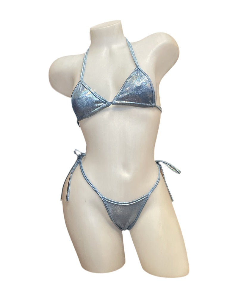 Holographic Triangle Top and Thong Baby Blue - Model Express Vancouver