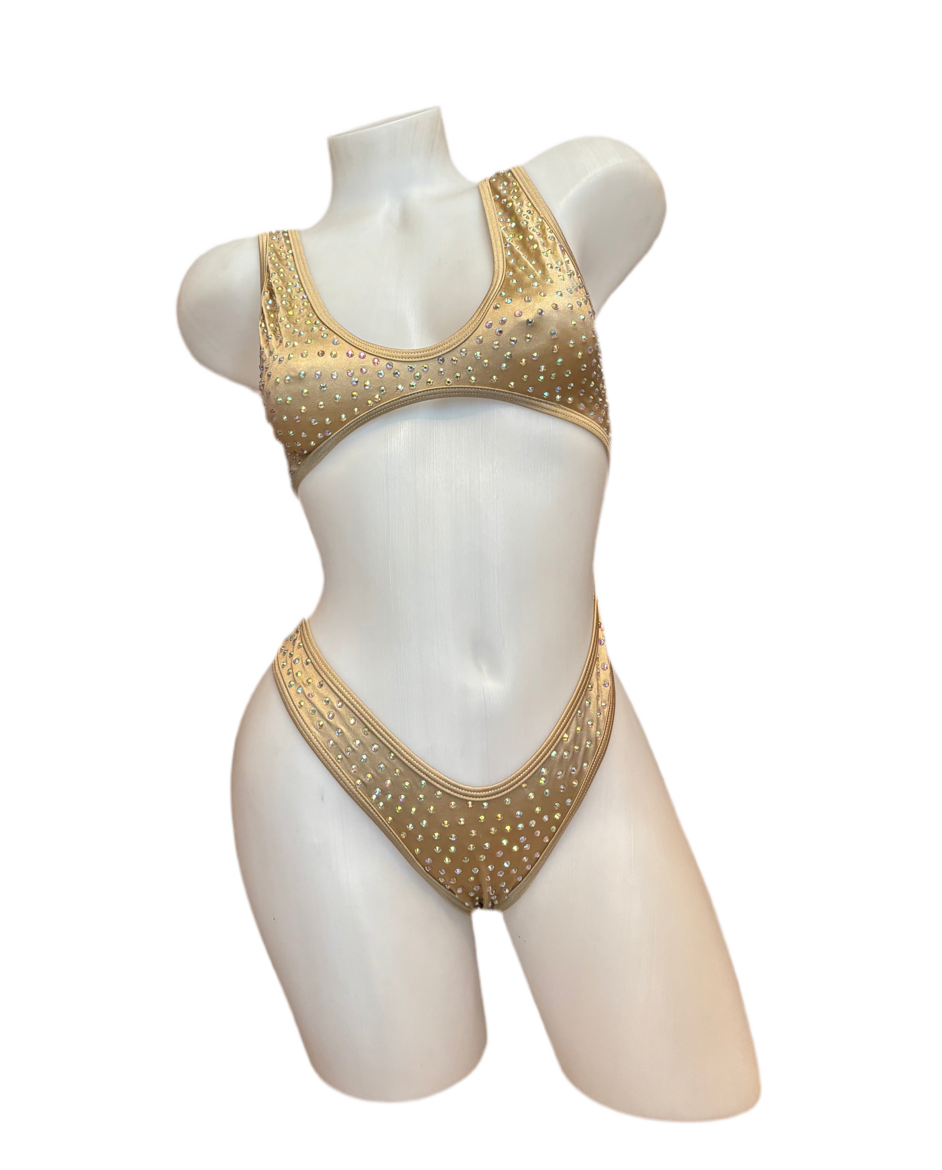 Rhinestone Bralette One Piece Champagne - INSTORE - Model Express Vancouver