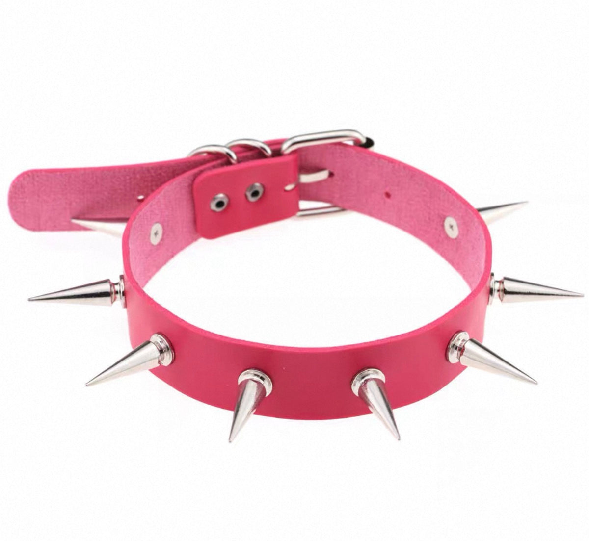 Choker - Silver Spike Fuchsia
