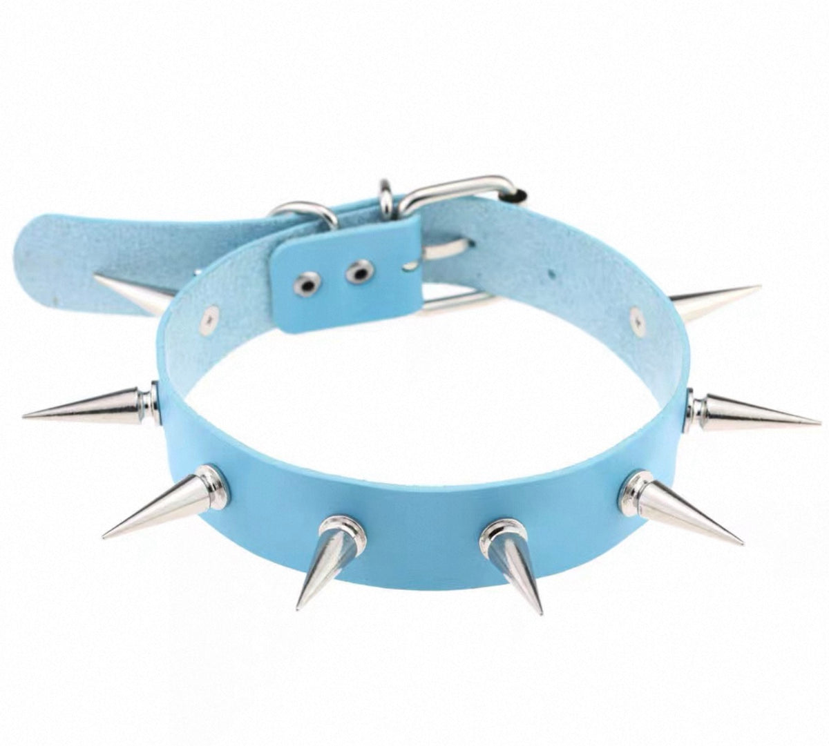 Choker - Silver Spike Baby Blue