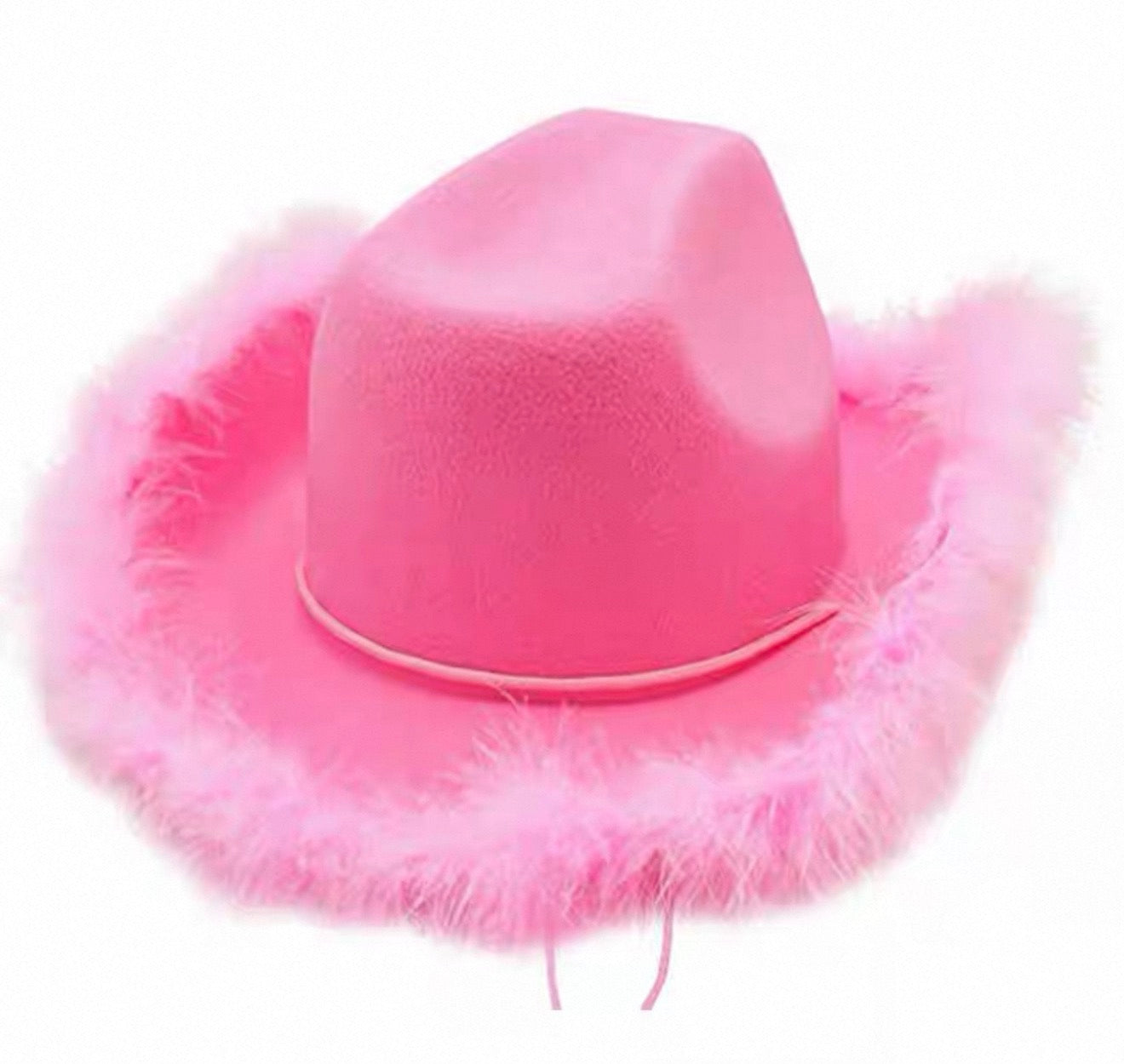 Fur Trim Cowboy Hat Baby Pink - Model Express Vancouver