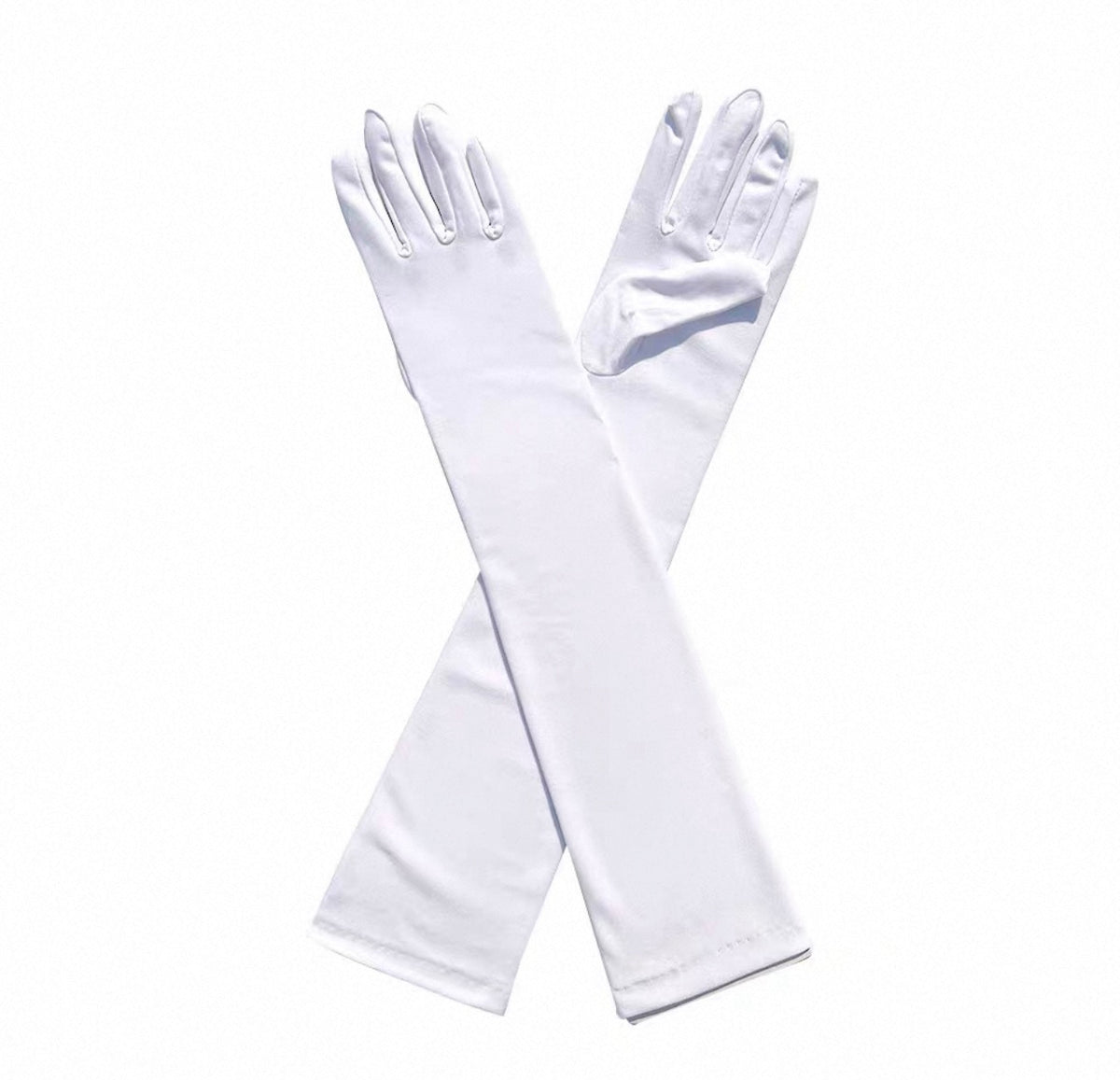 Elbow Length Gloves White