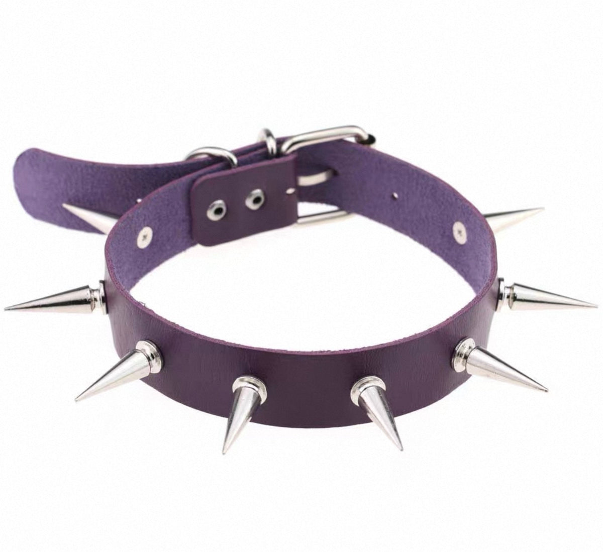 Choker - Silver Spike Purple