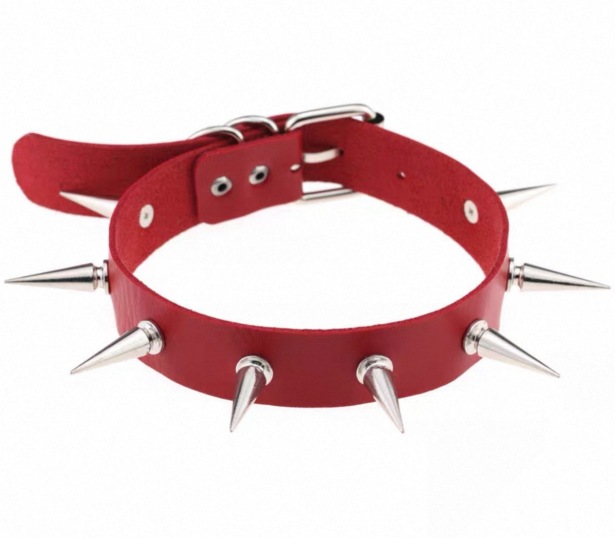 Choker - Silver Spike Red