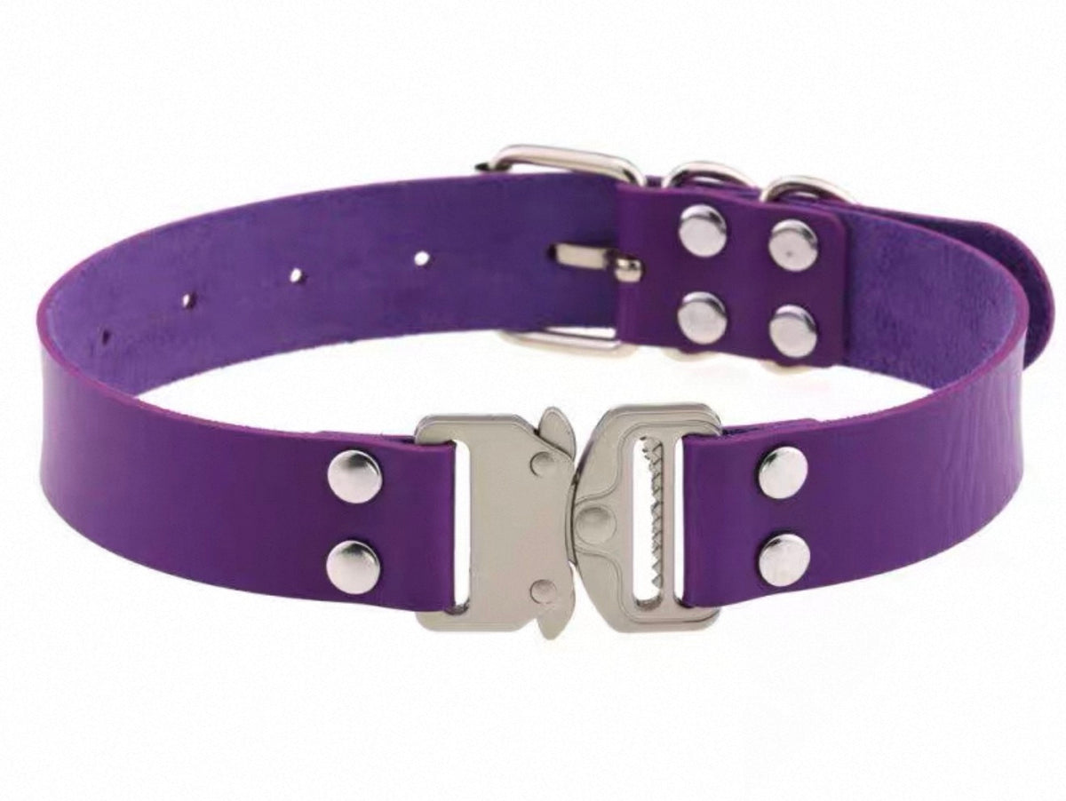 AXE purple buckle choker accessory featuring a stylish full-size view with a metal buckle and adjustable strap.