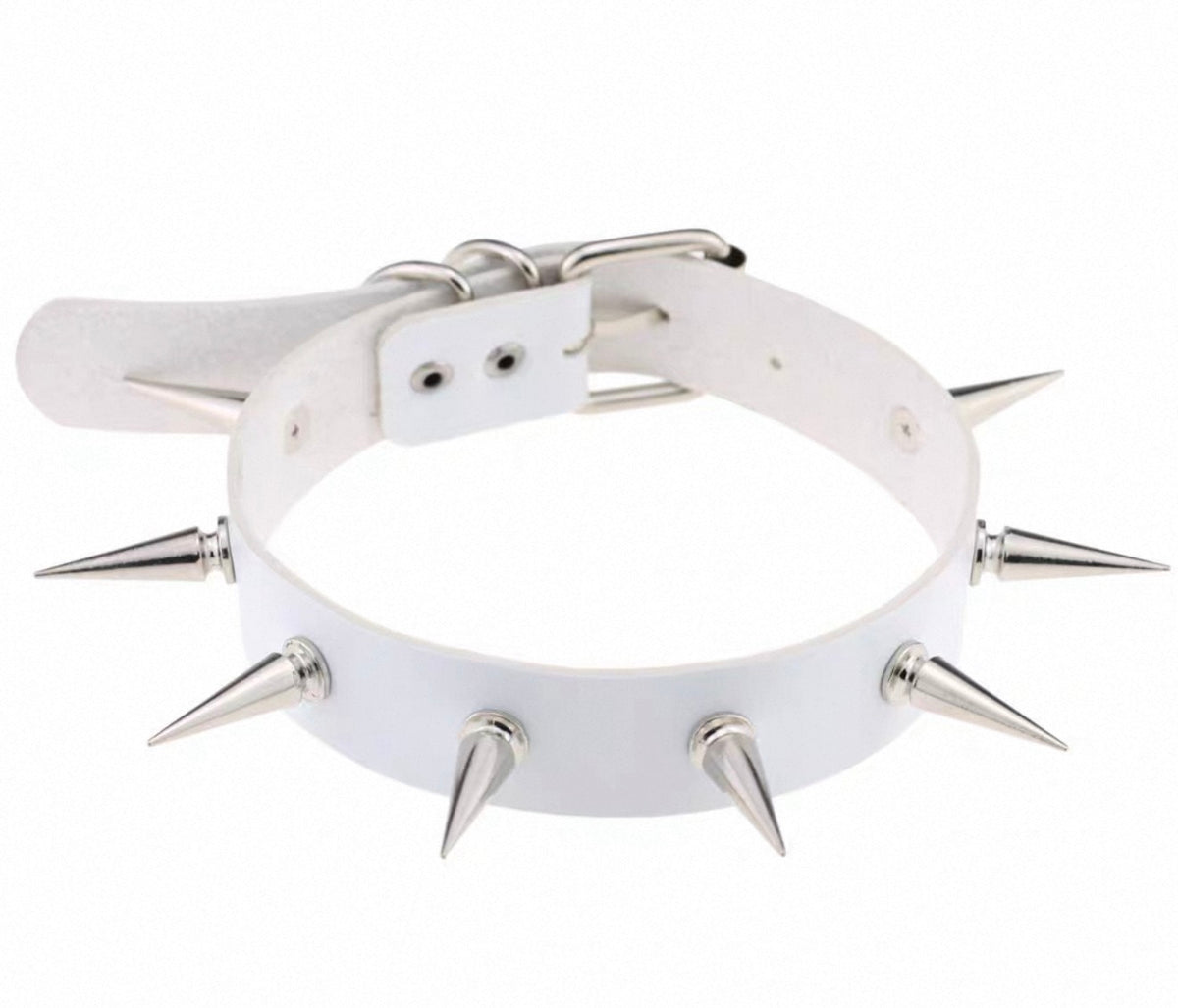 Choker - Silver Spike White