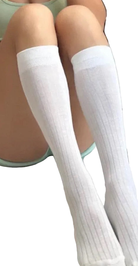 Knee High Socks White - Model Express Vancouver