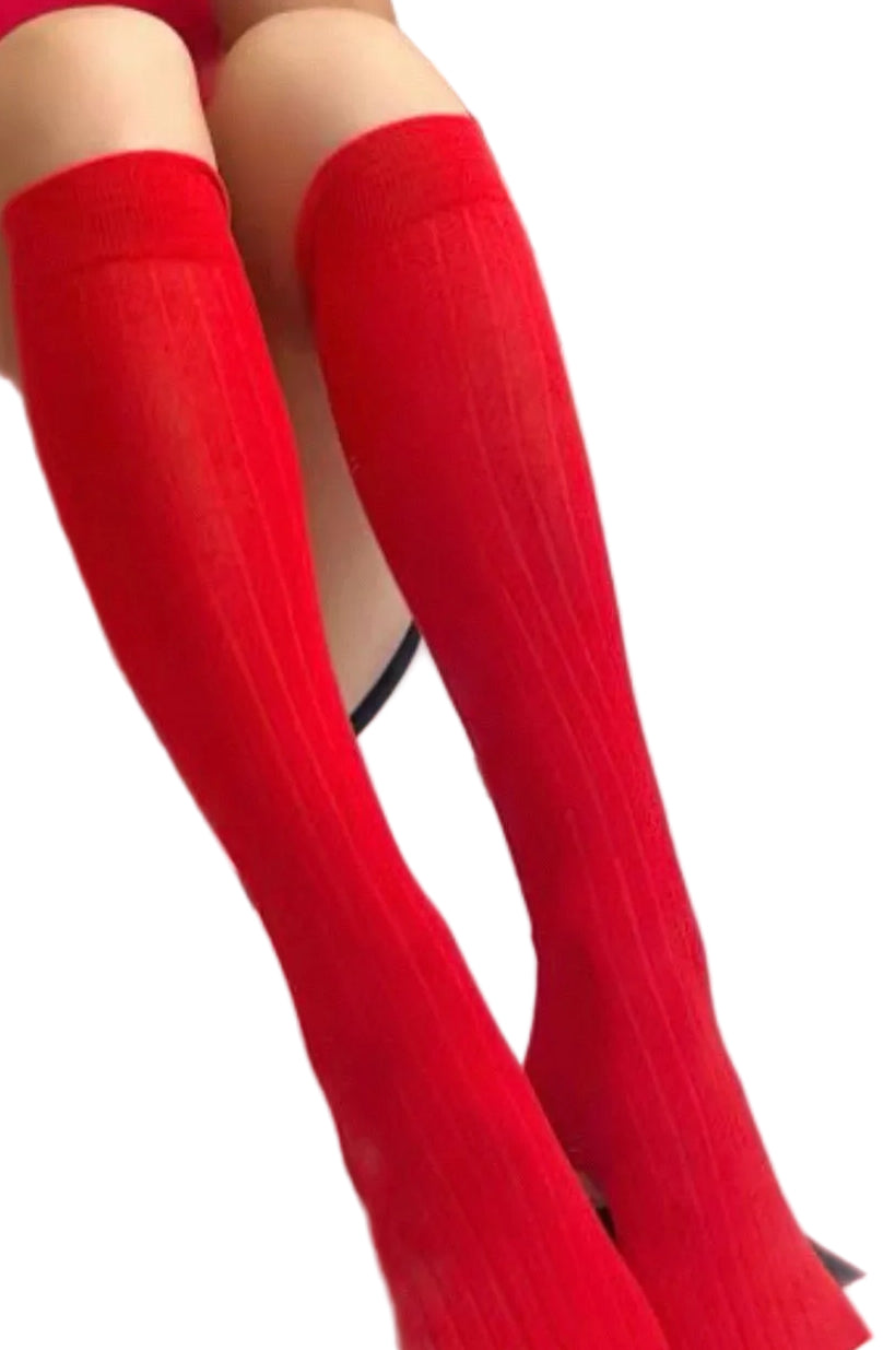 Knee High Socks Red - Model Express Vancouver