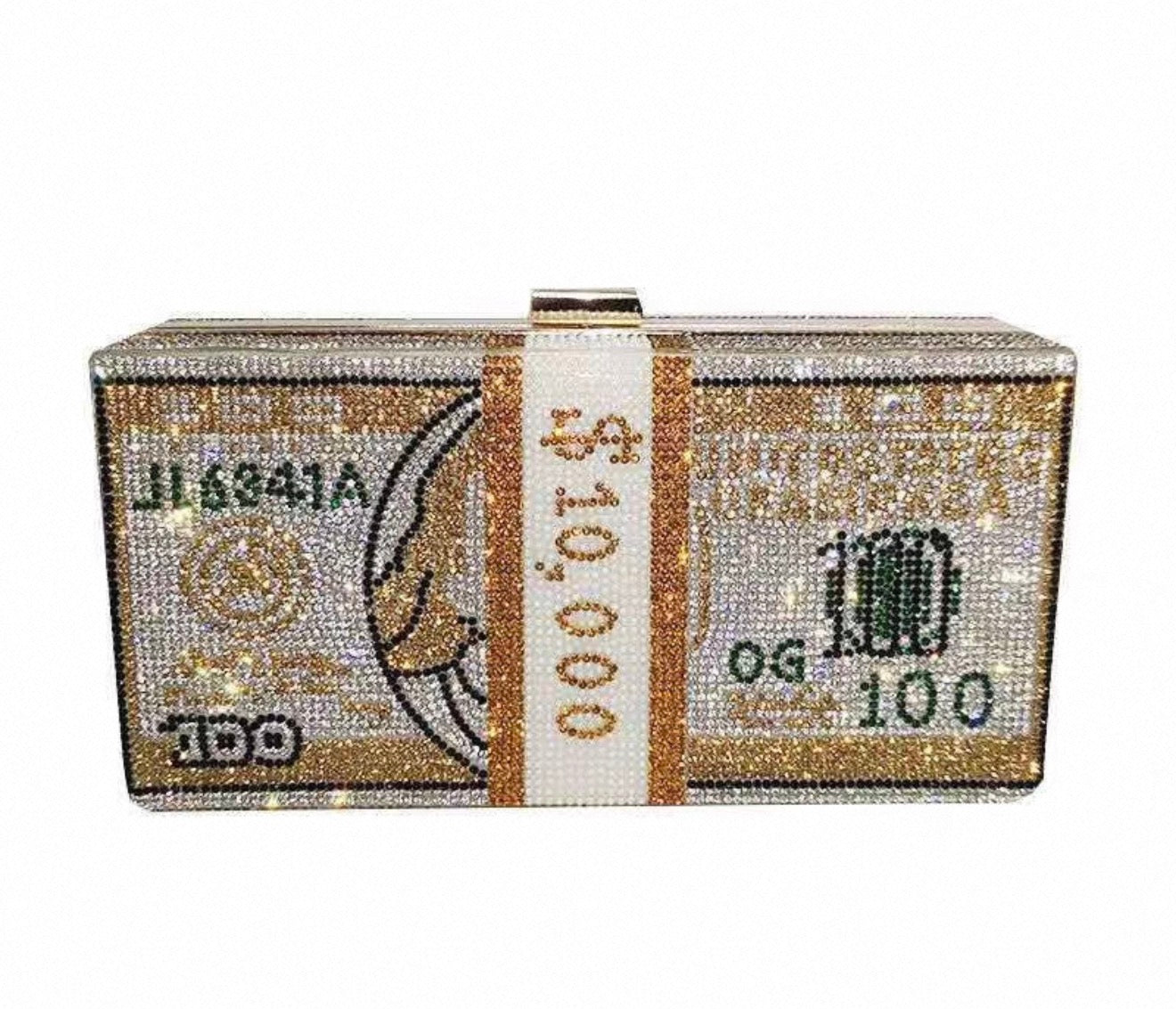 Rhinestone $Money Purse Gold - Model Express Vancouver