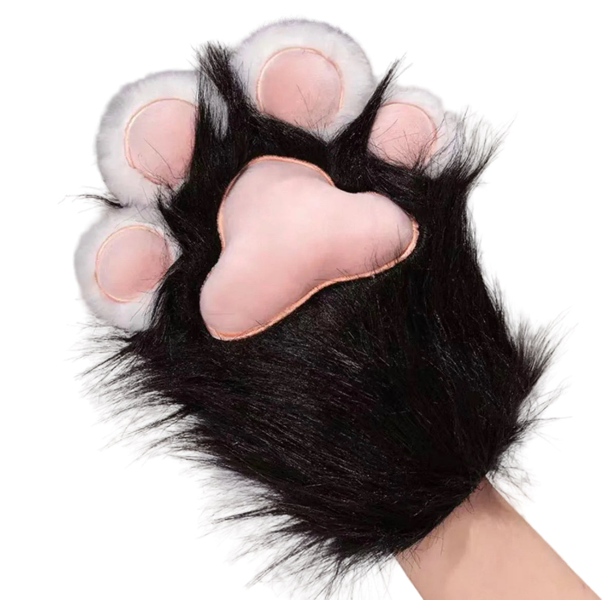 Black premium cat paws accessories by BS, featuring soft, detailed paw-shaped design for stylish feline fashion.