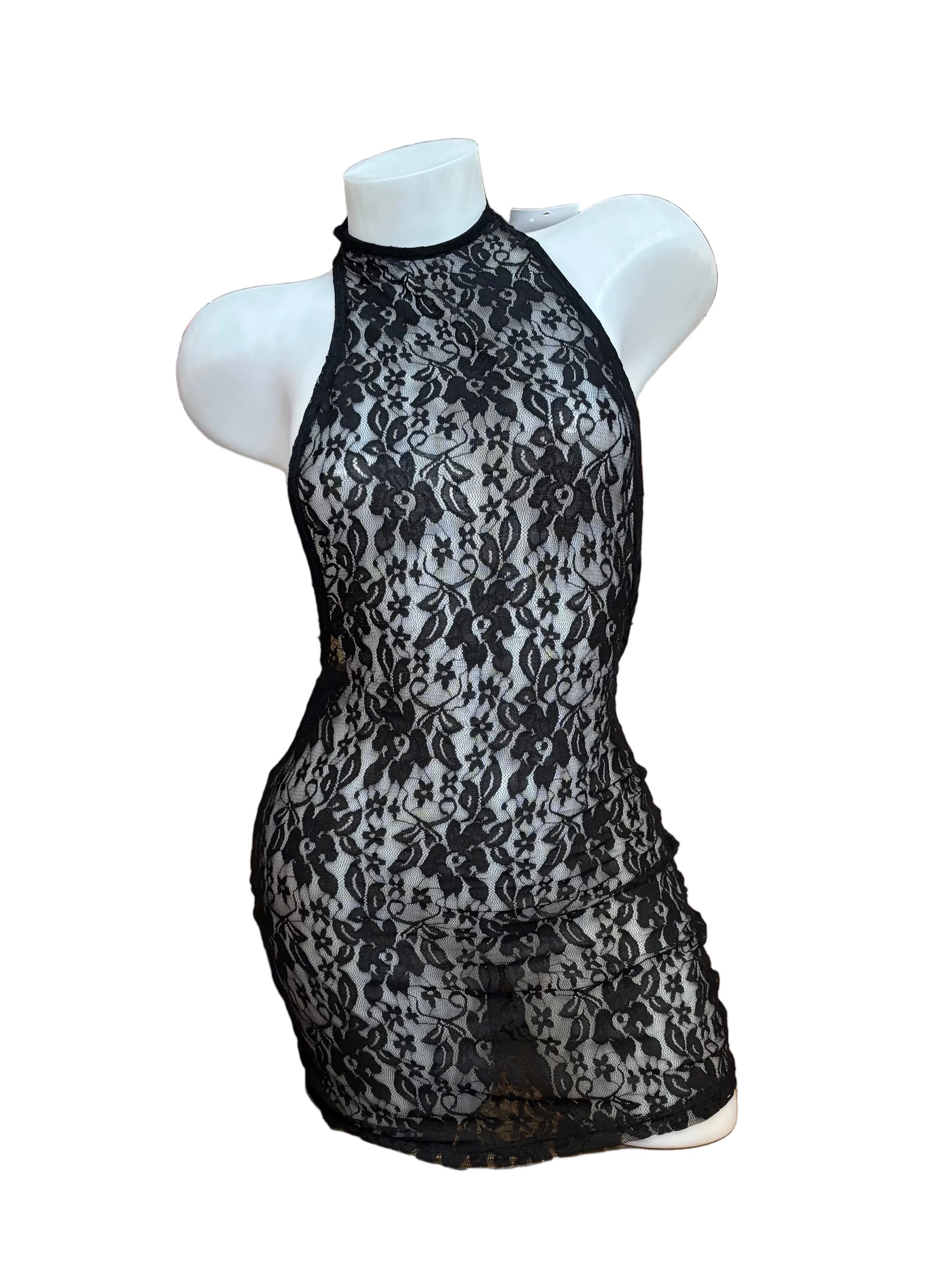 Lace Backless Halter Dress - Model Express Vancouver