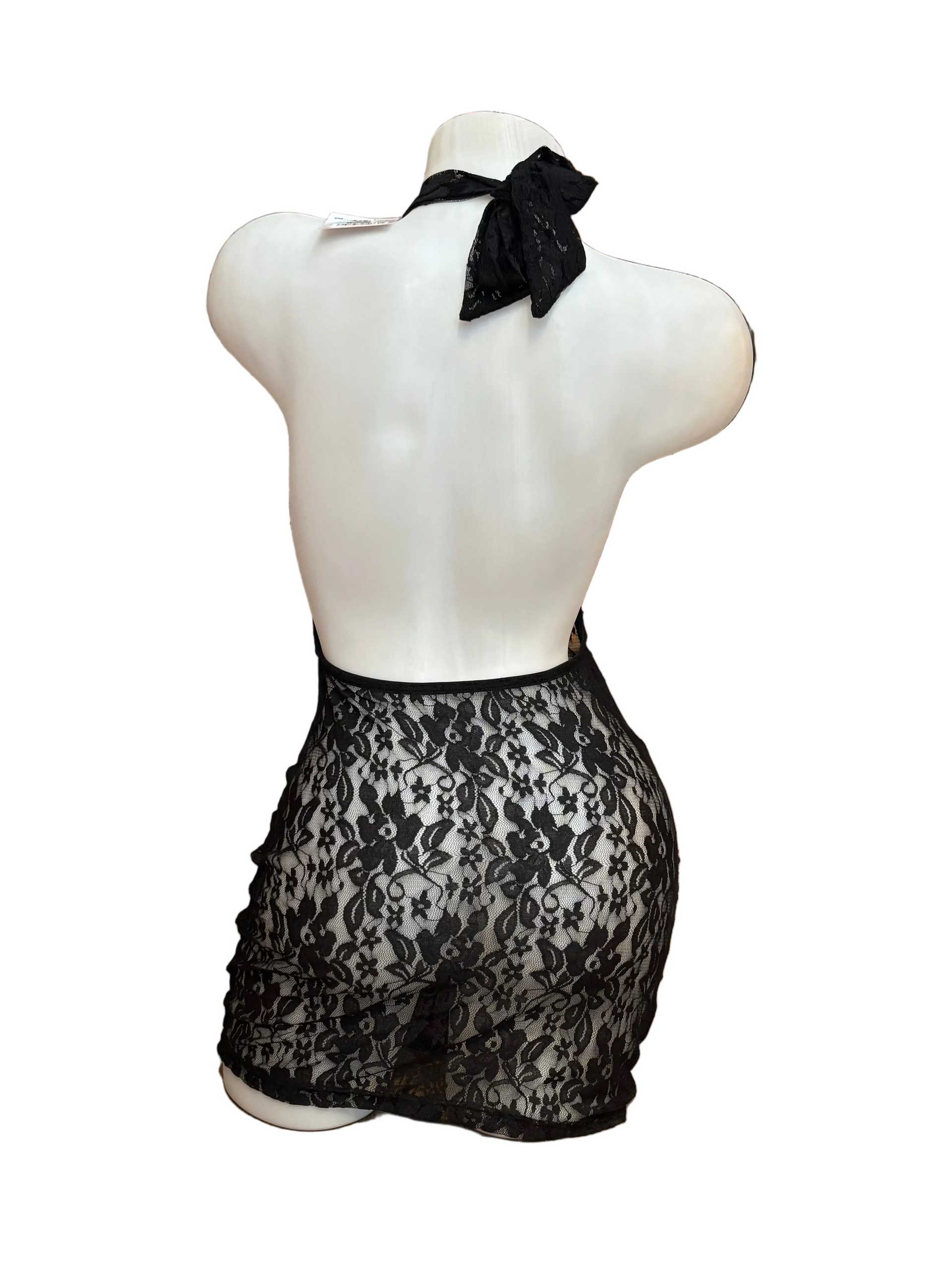 Lace Backless Halter Dress - Model Express Vancouver