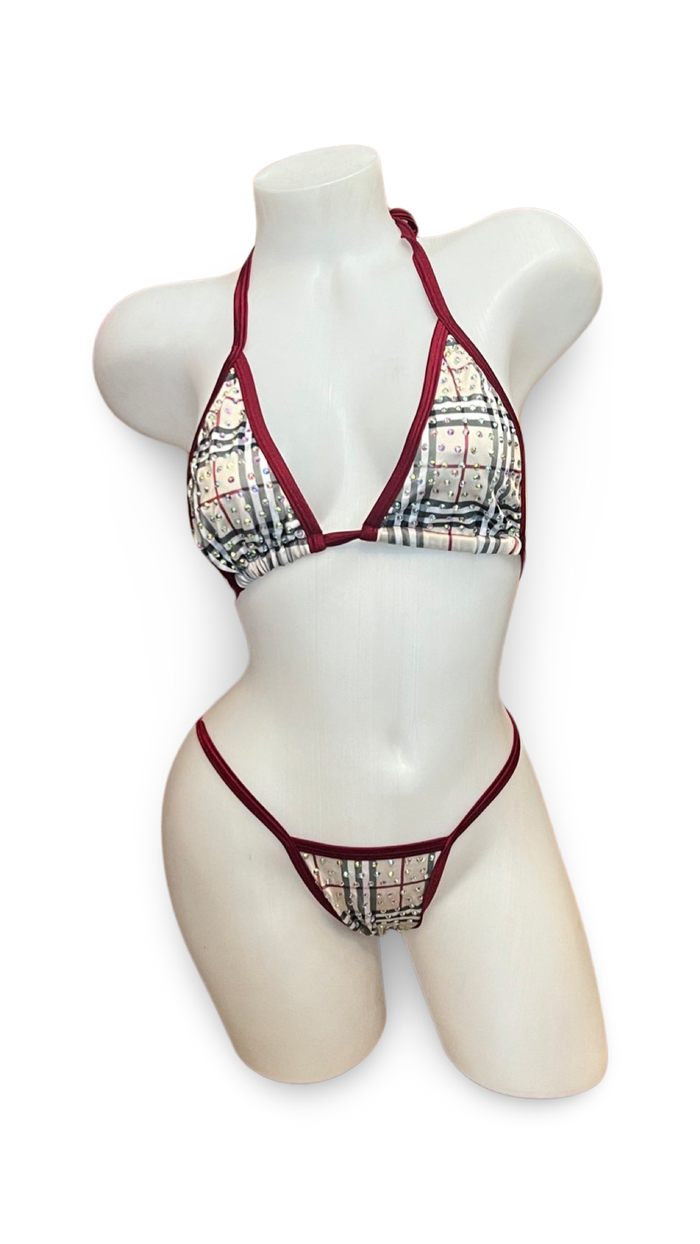 Rhinestone Bikini Design Red/Nude