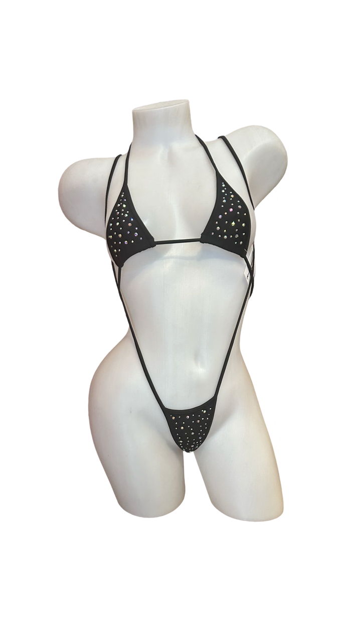 Crystal Fun Sling Shot Bikini Black