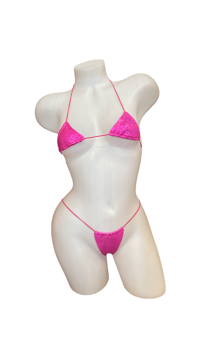 Micro Nudie Bikini Metallic Pink