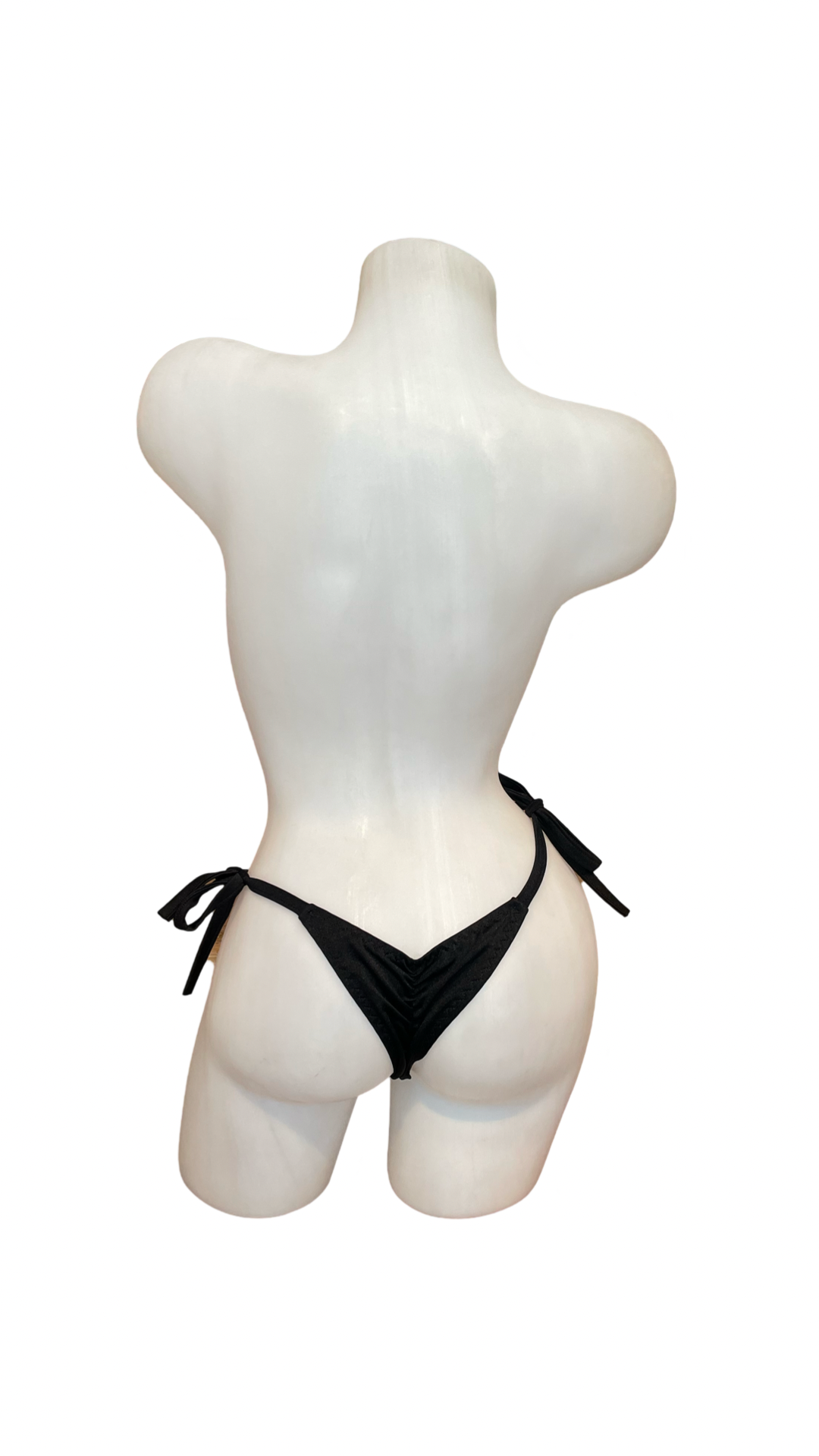 Scrunch Back Tie Sides Thong Black