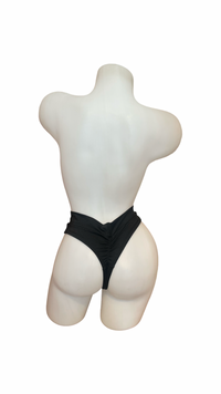 High Waist Thick Band Scrunch Thong Black