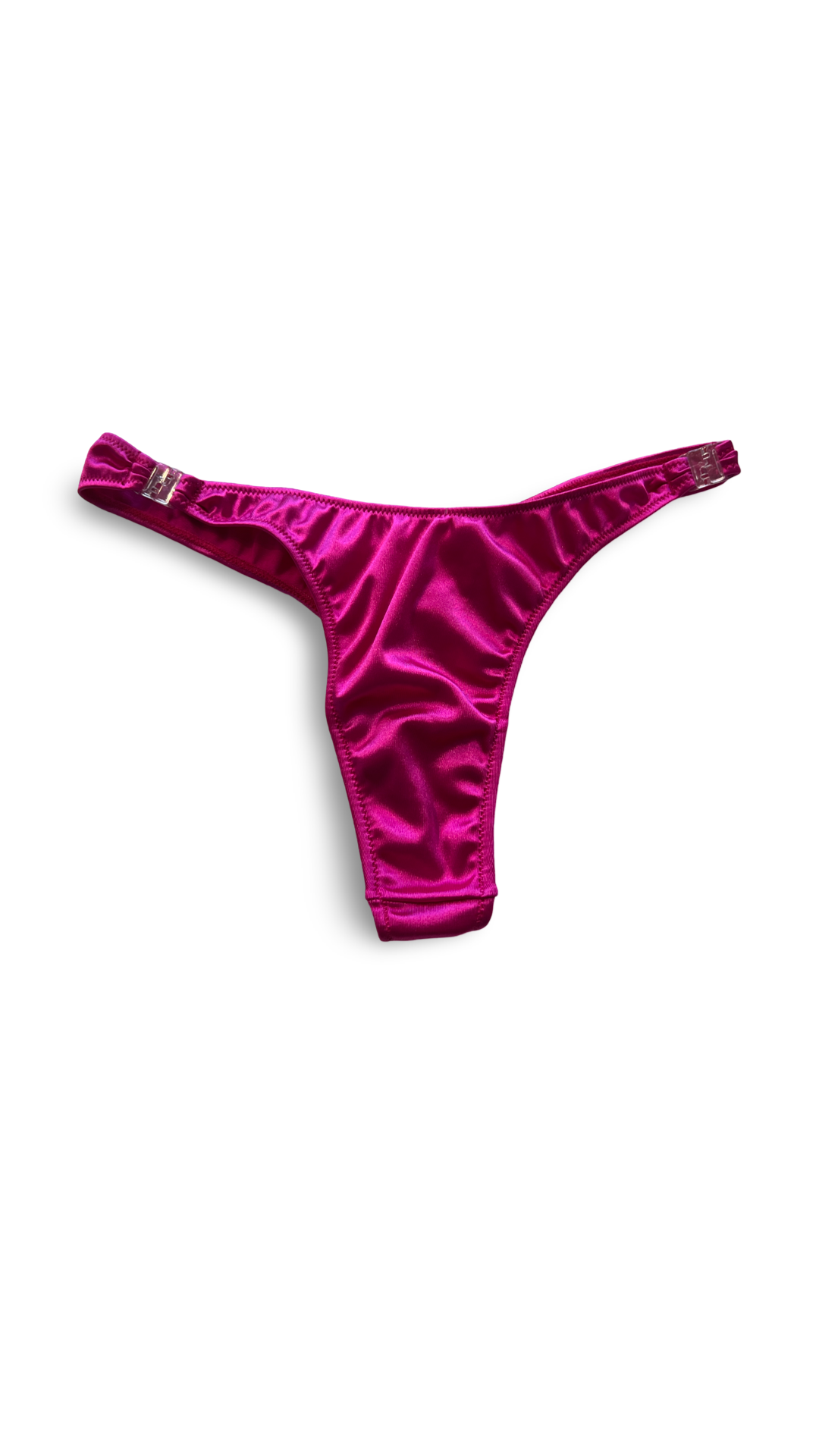 Glossy T-Back Detachable Thong - Fuchsia