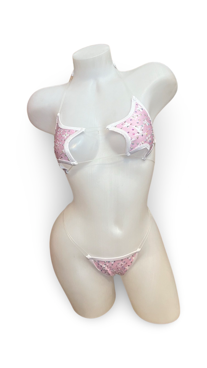 Rhinestone Star Bikini - Baby Pink Design