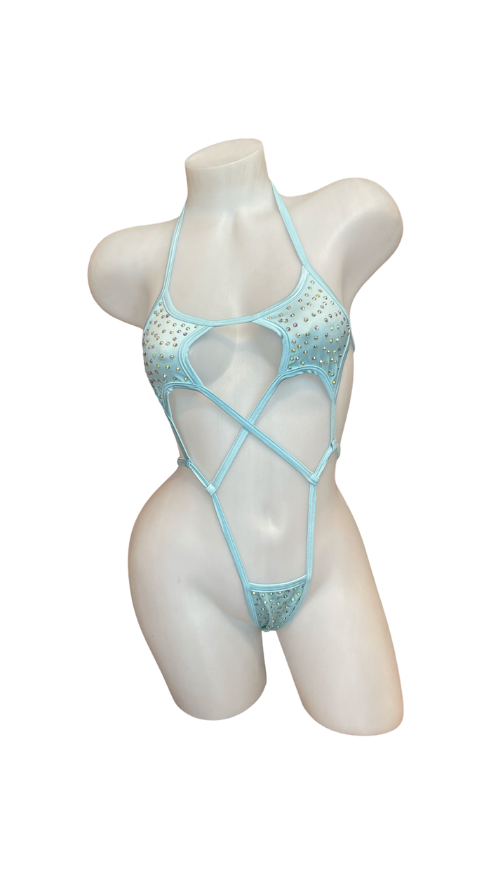 Rhinestone Star Sling Shot Baby Blue