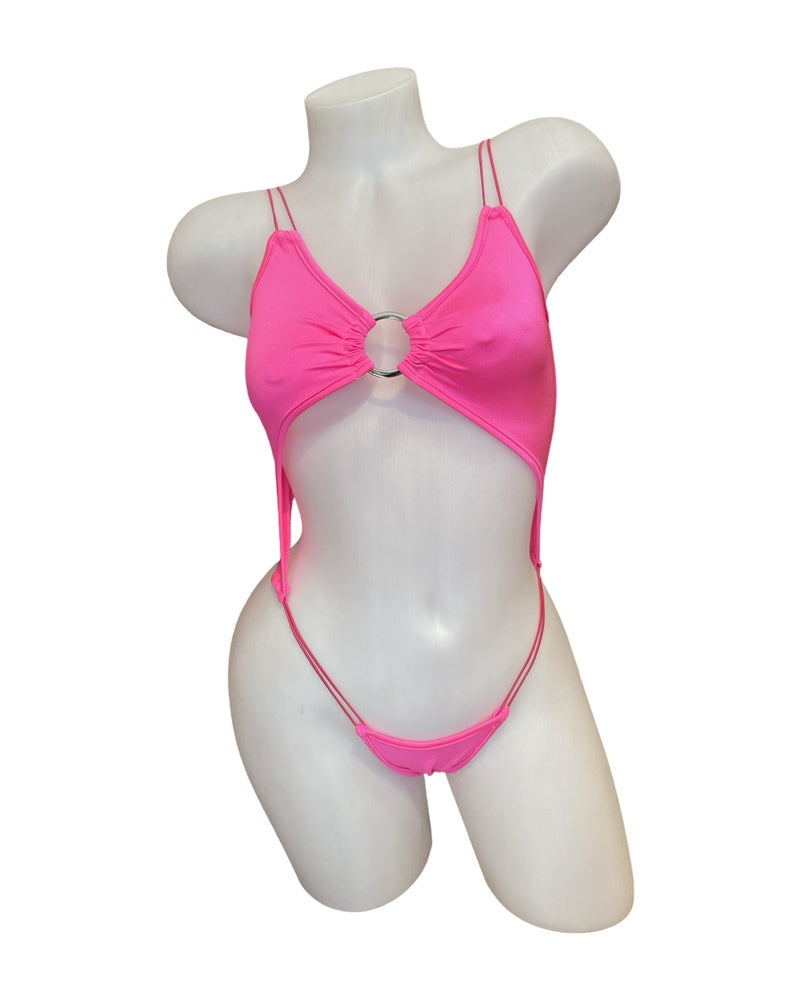 Elastic Cord O-Ring Bodysuit Pink - Model Express Vancouver