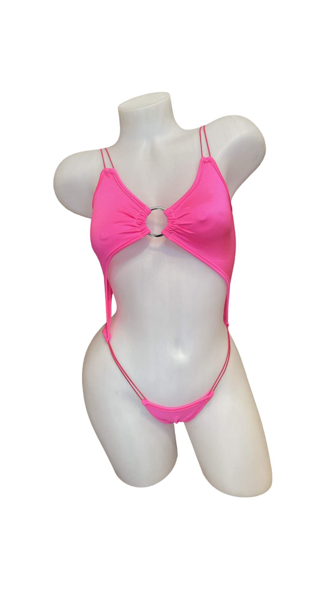 Elastic Cord O-Ring Bodysuit Pink