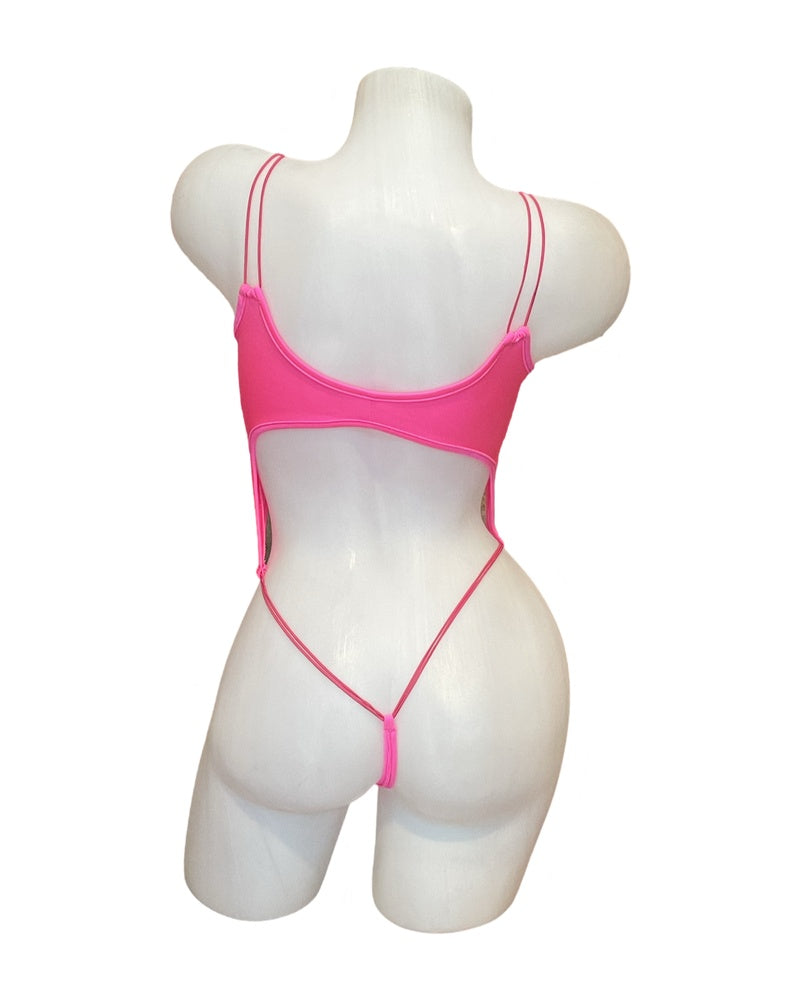 Elastic Cord O-Ring Bodysuit Pink - Model Express Vancouver