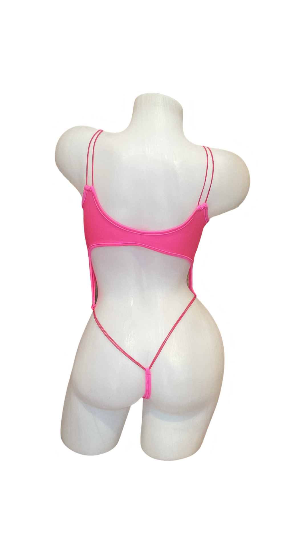 Elastic Cord O-Ring Bodysuit Pink