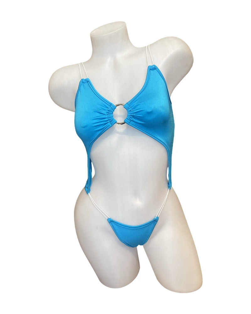 Elastic Cord O-Ring Bodysuit Turquoise - Model Express Vancouver