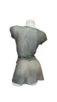 X9 Bikini: Iridescent Silver Mesh Front Tie Dress