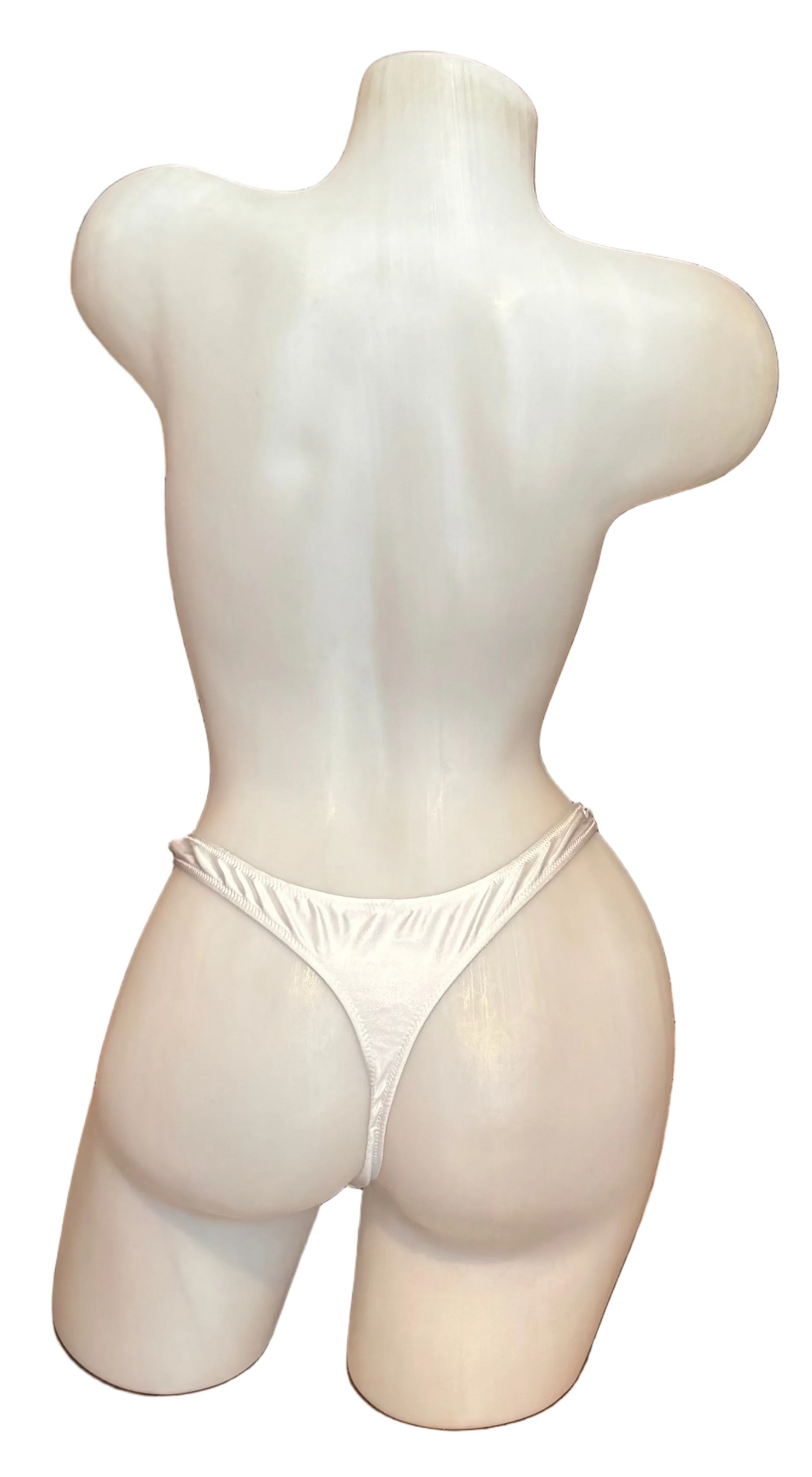 Glossy T-Back Detachable Thong - White