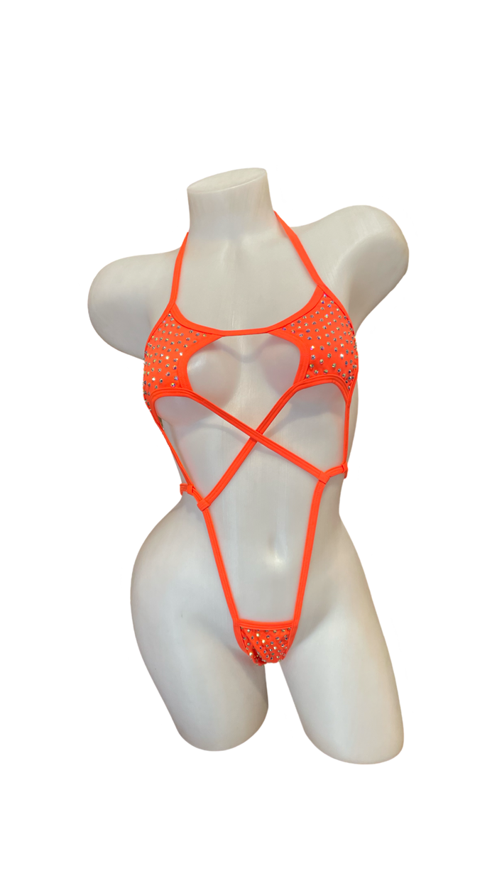 Rhinestone Star Sling Shot Orange