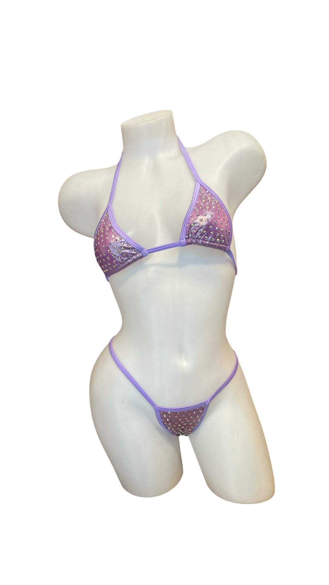 Rhinestone Bikini Metallic Lilac