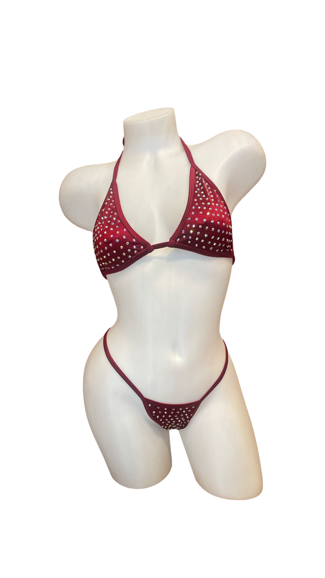 Rhinestone Bikini Burgundy