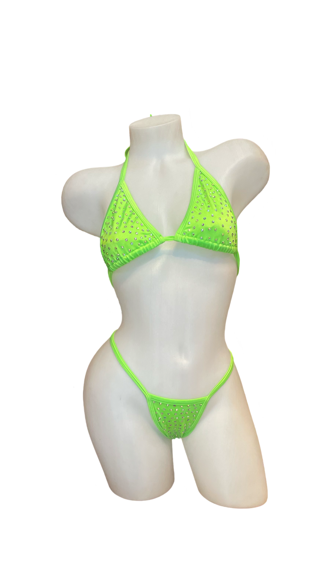 Rhinestone Bikini Neon Green