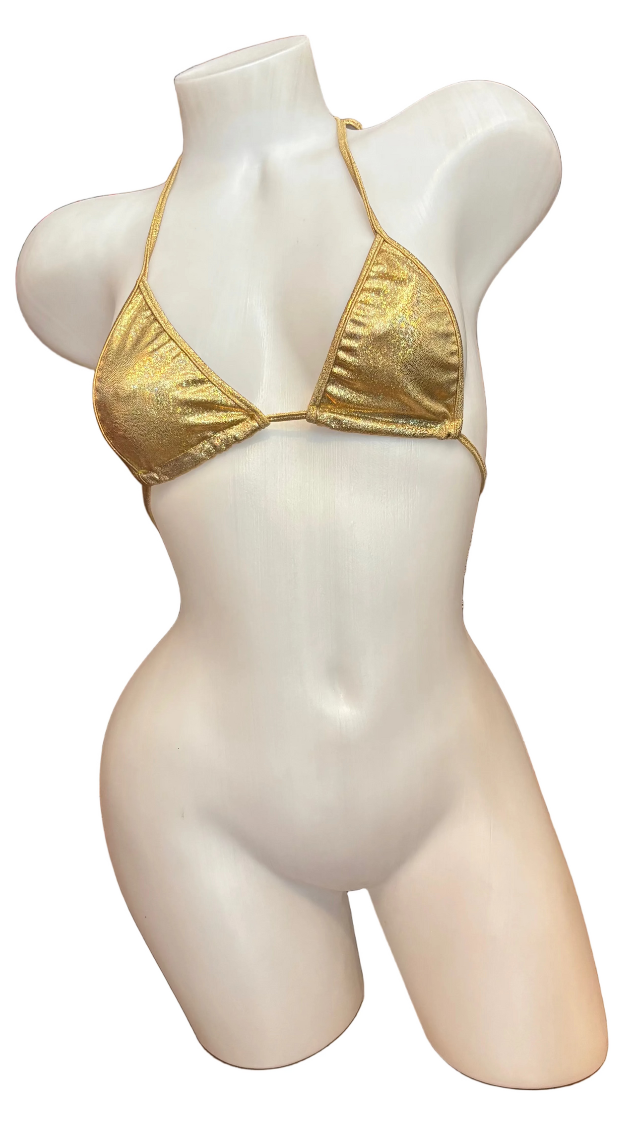 Glitter Skinny Bikini Top Gold