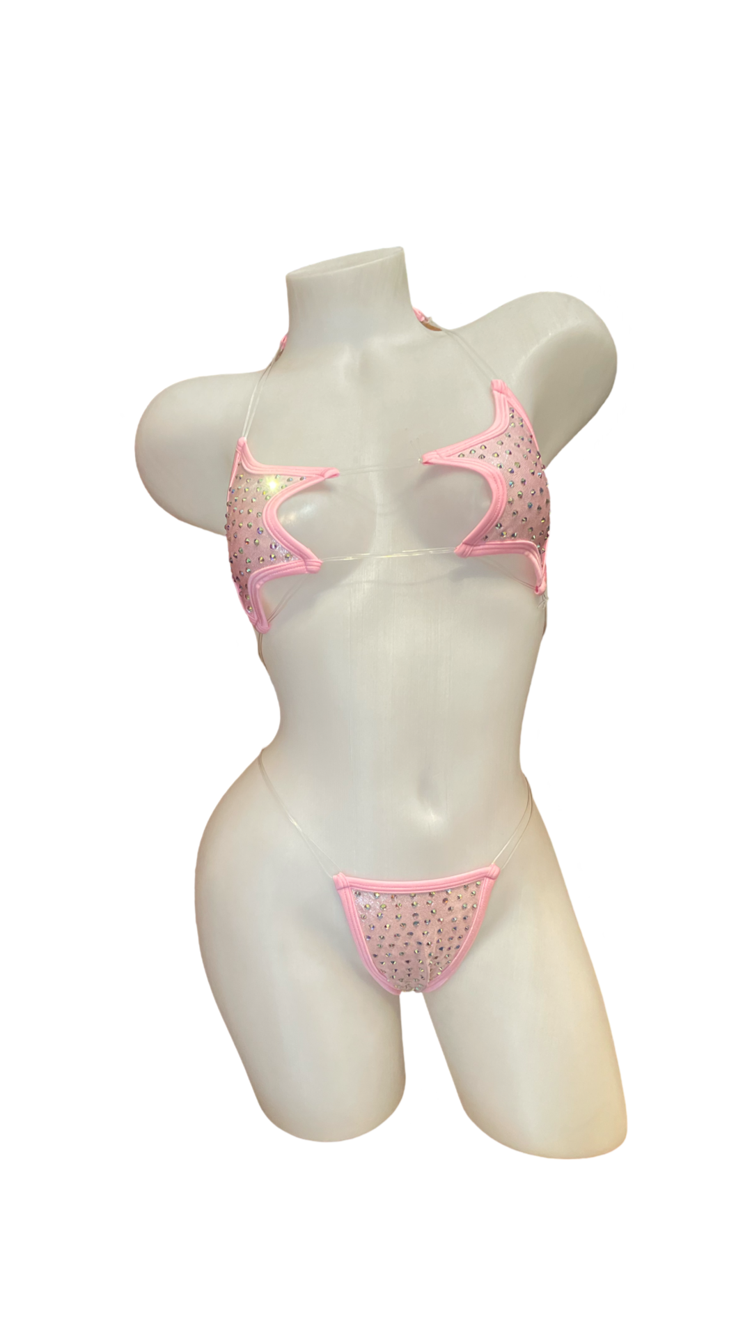 Rhinestone Star Bikini - Metallic Pink