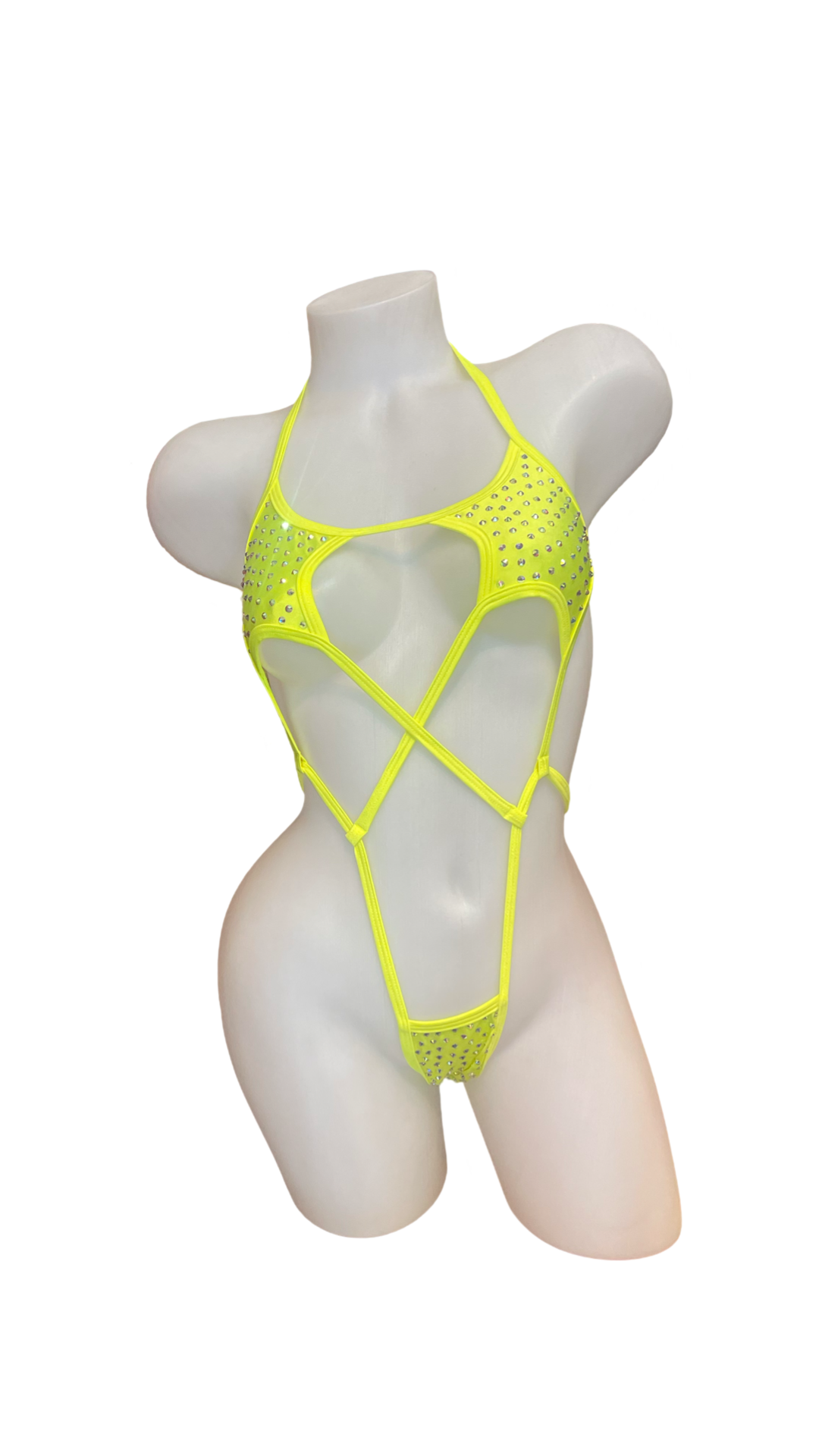 Rhinestone Star Sling Shot Neon Yellow - Model Express Vancouver