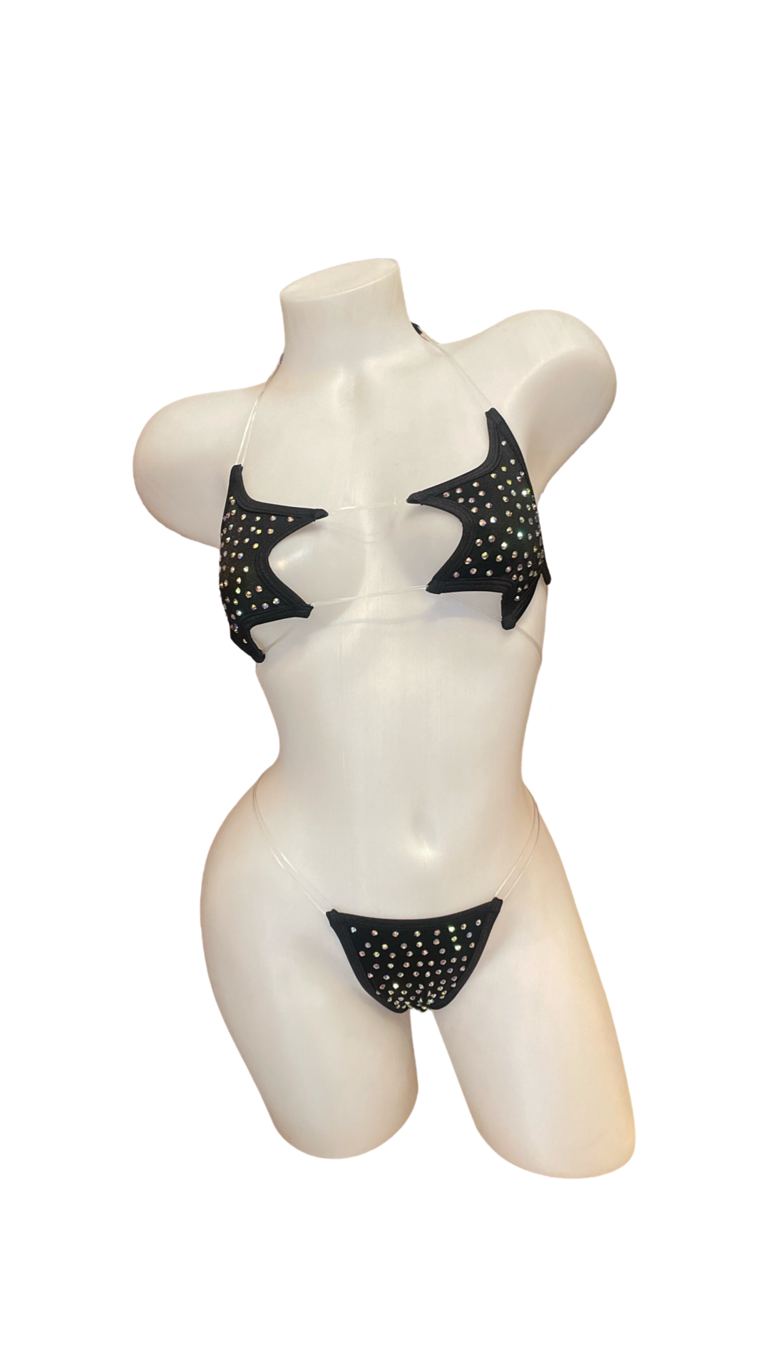 Rhinestone Star Bikini - Black