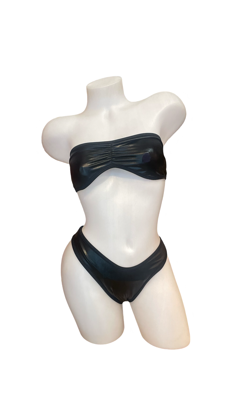 Wrap Bandeau Bikini Set Wetlook Black