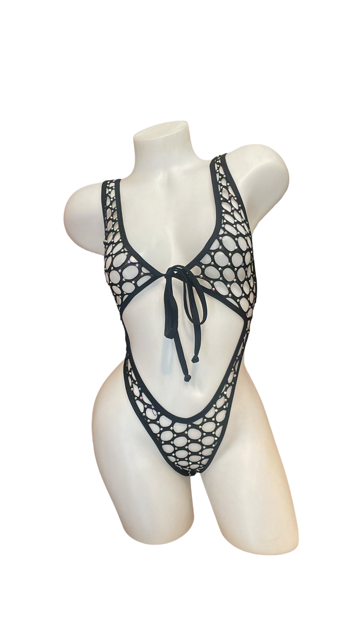 Front Tie One Piece - Pothole Black