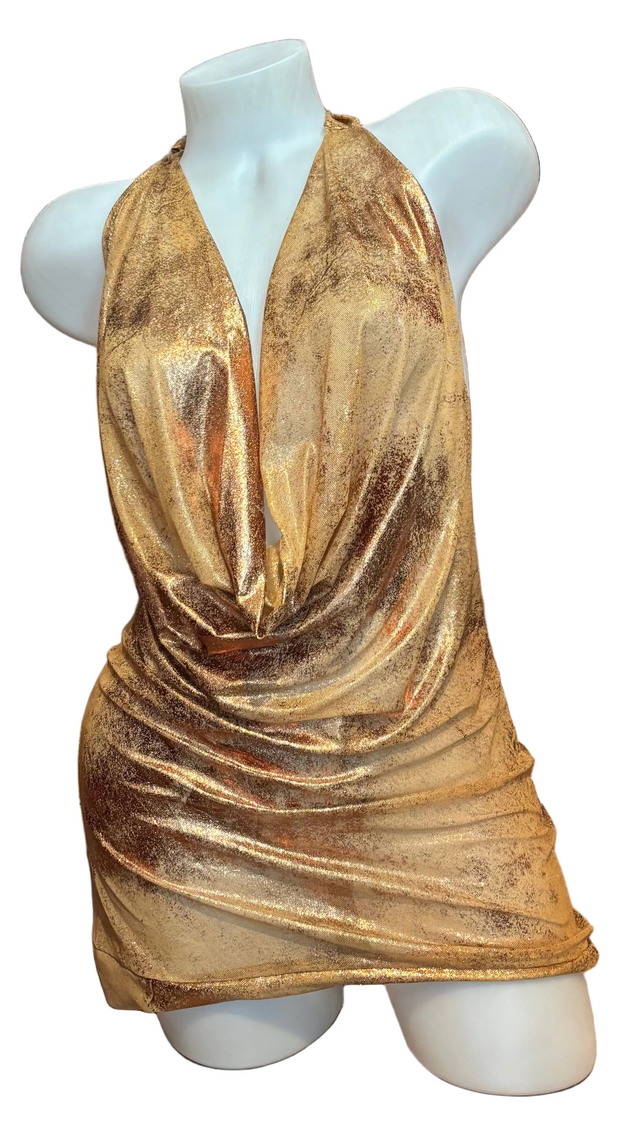 Sparkle Halter Dress Gold