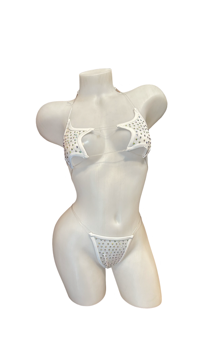 Rhinestone Star Bikini - White