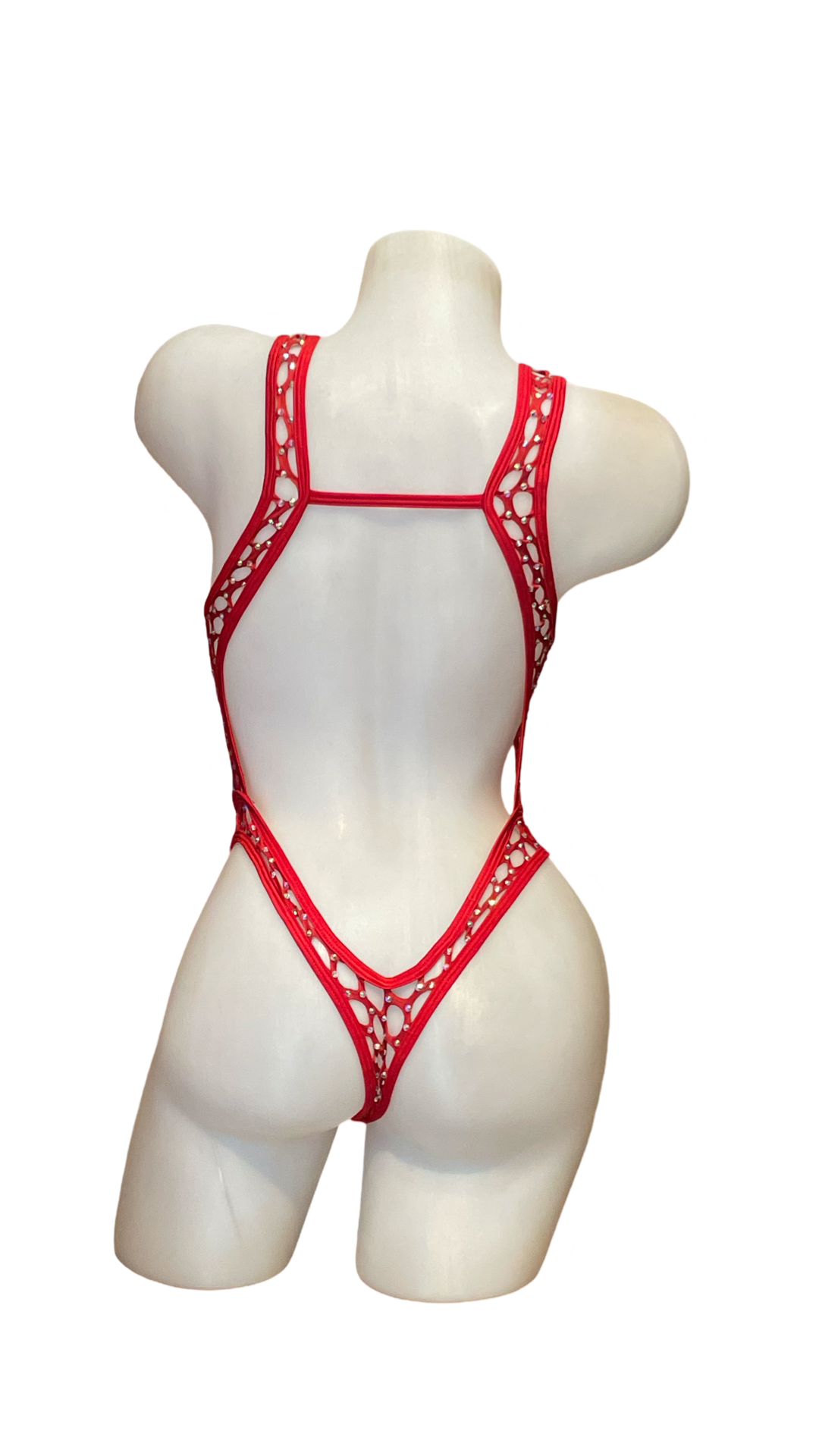 Rhinestone Bralette One Piece Pot Hole Red - INSTORE - Model Express Vancouver