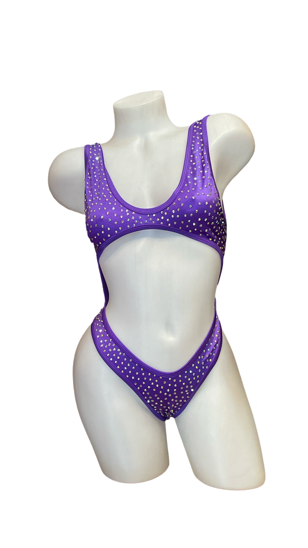 Rhinestone Bralette One Piece Purple