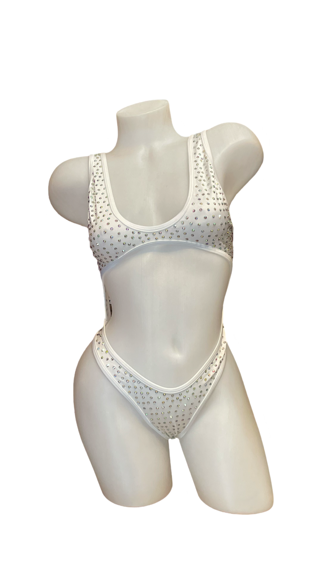 Rhinestone Bralette One Piece White - Model Express Vancouver