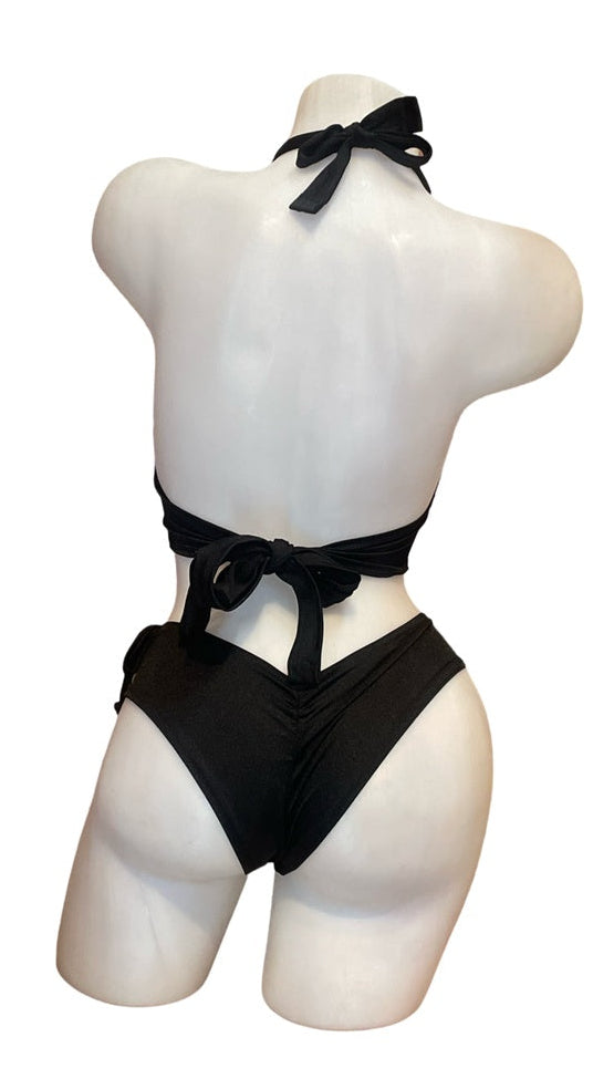 Lace Up Halter Top and Short Set Black - Model Express Vancouver